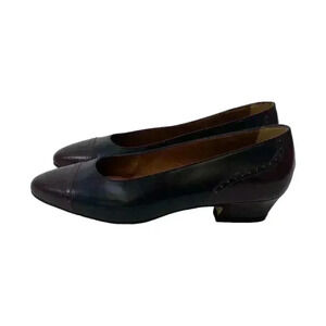 Allen Edmonds Size 5 Leather Black Burgundy Brogue Pump Heel Pointed Toe Shoes